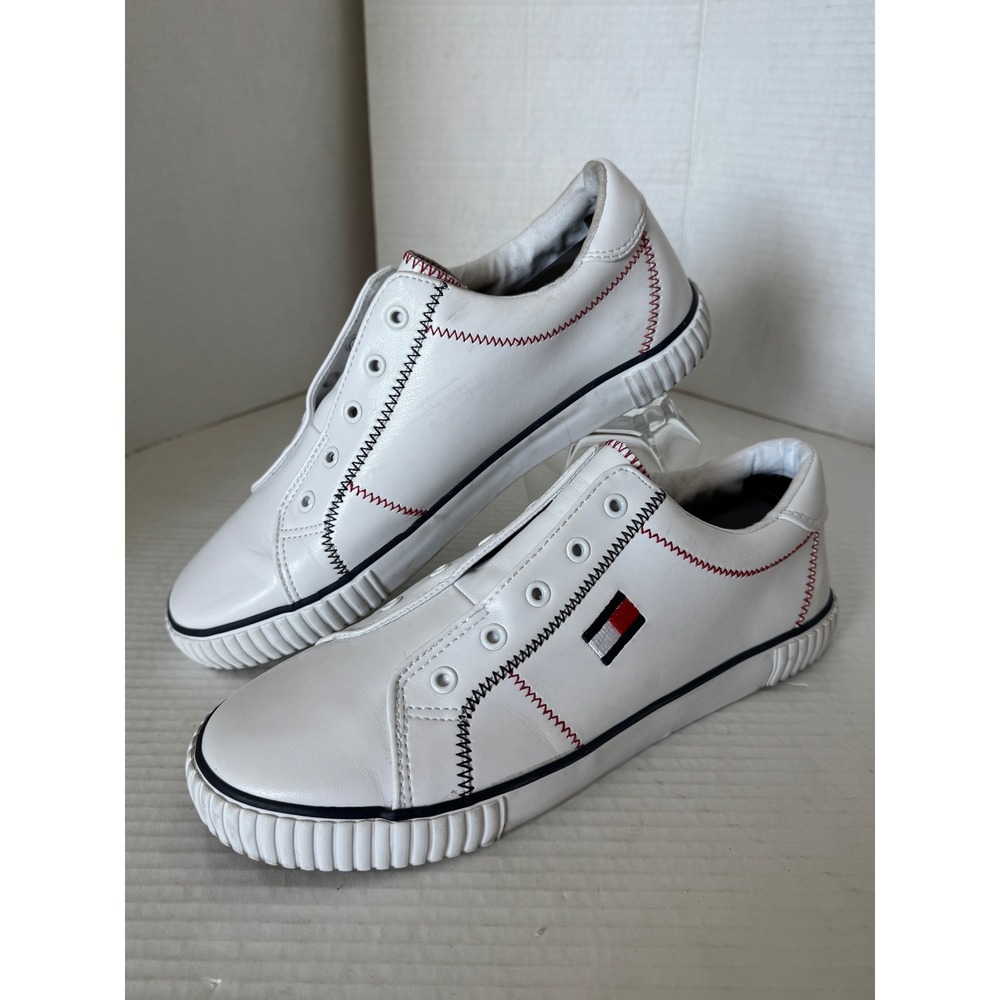 Tommy Hilfiger Ewon Sneakers Womens 9M White Slip On Laceless Contrast Stitch